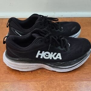 Hoka Bondi 8 Black and White Athletic Shoes size 8.5D